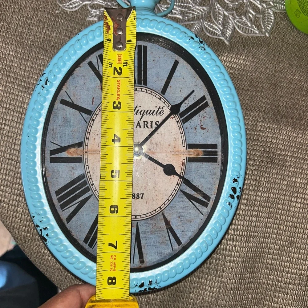Antiquité de Paris Blue Metal Wall Clock - Vintage Accent